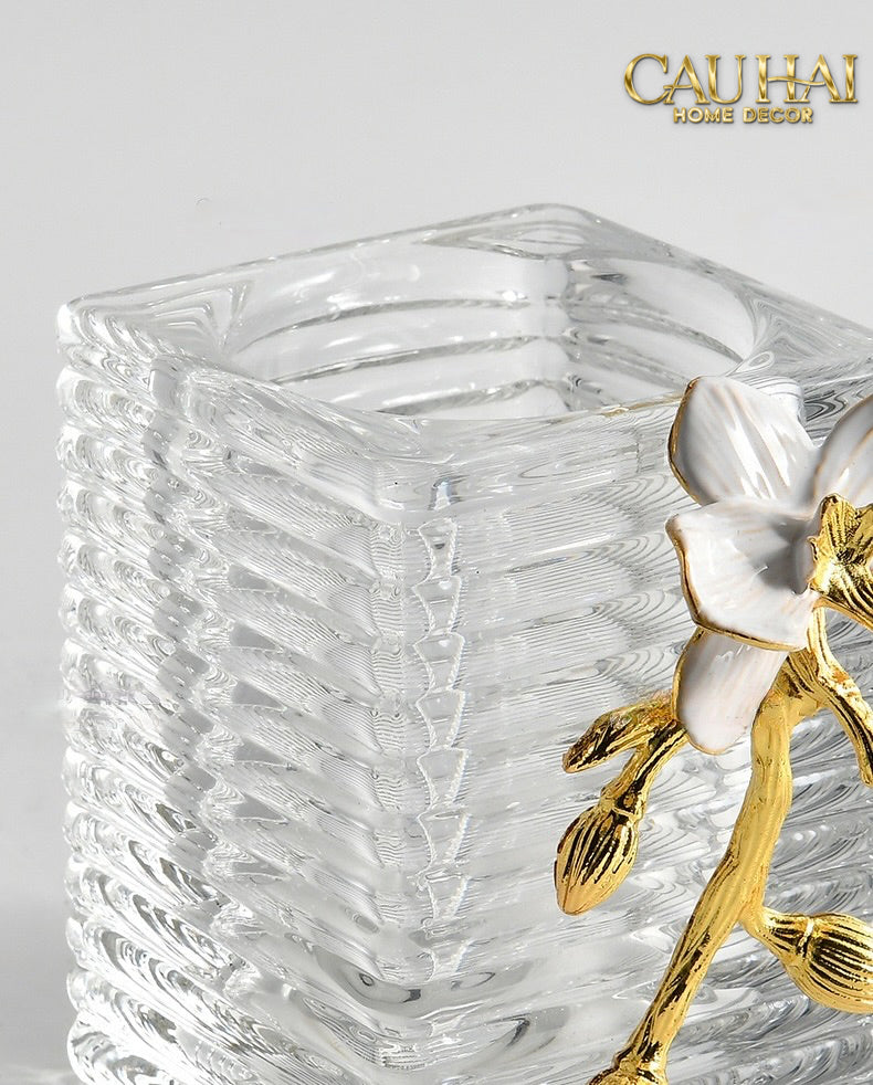 Maison Couture – Lọ Đựng Cọ Haute Orchid Golden Branches Brush Holder-Lọ Tăm bông - Bathroom Vanity-CẬU HAI HOME DECOR
