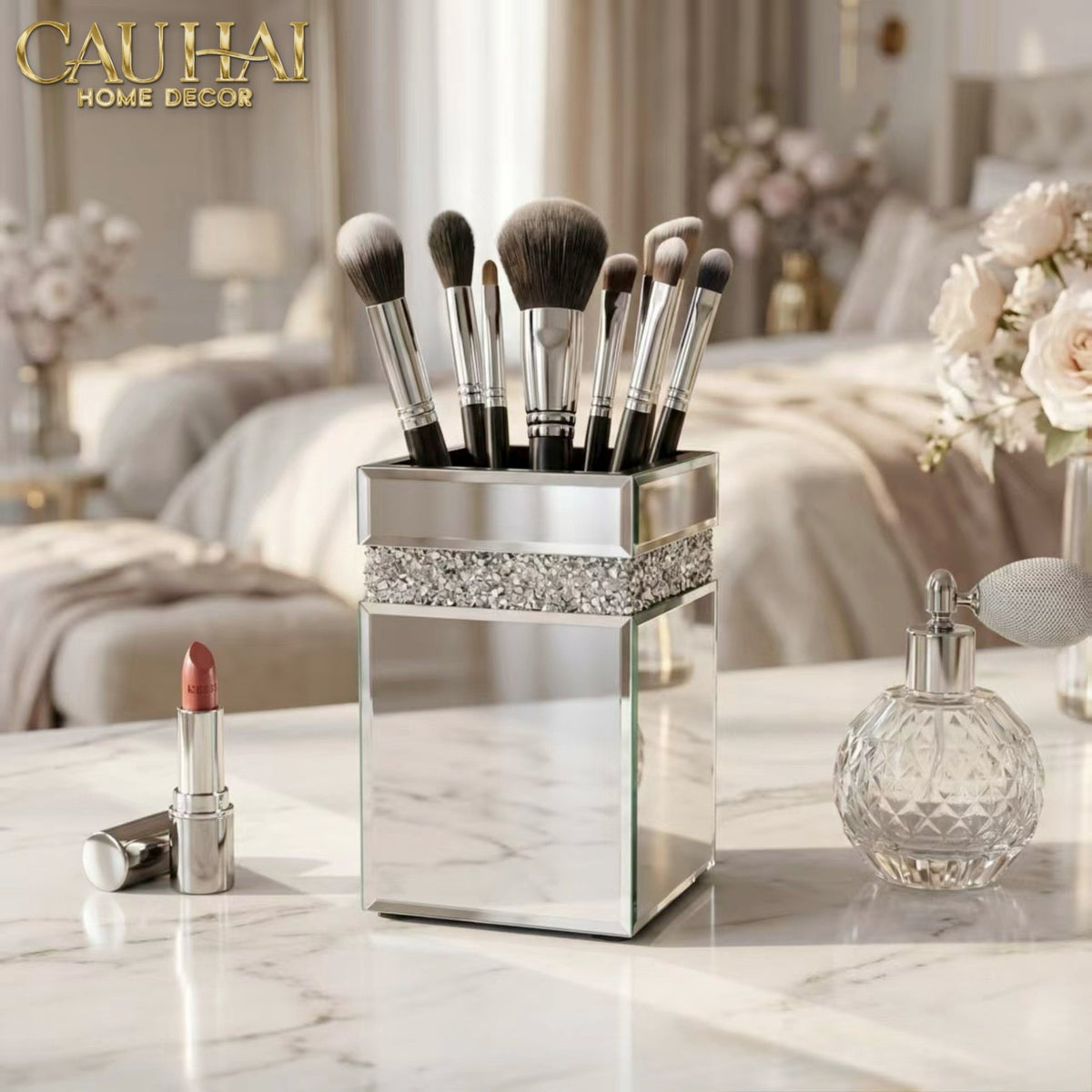 Maison Couture - Lọ Đựng Cọ Mirror Starlight Pavé Cristal-Lọ đựng cọ-CẬU HAI HOME DECOR-CẬU HAI HOME DECOR