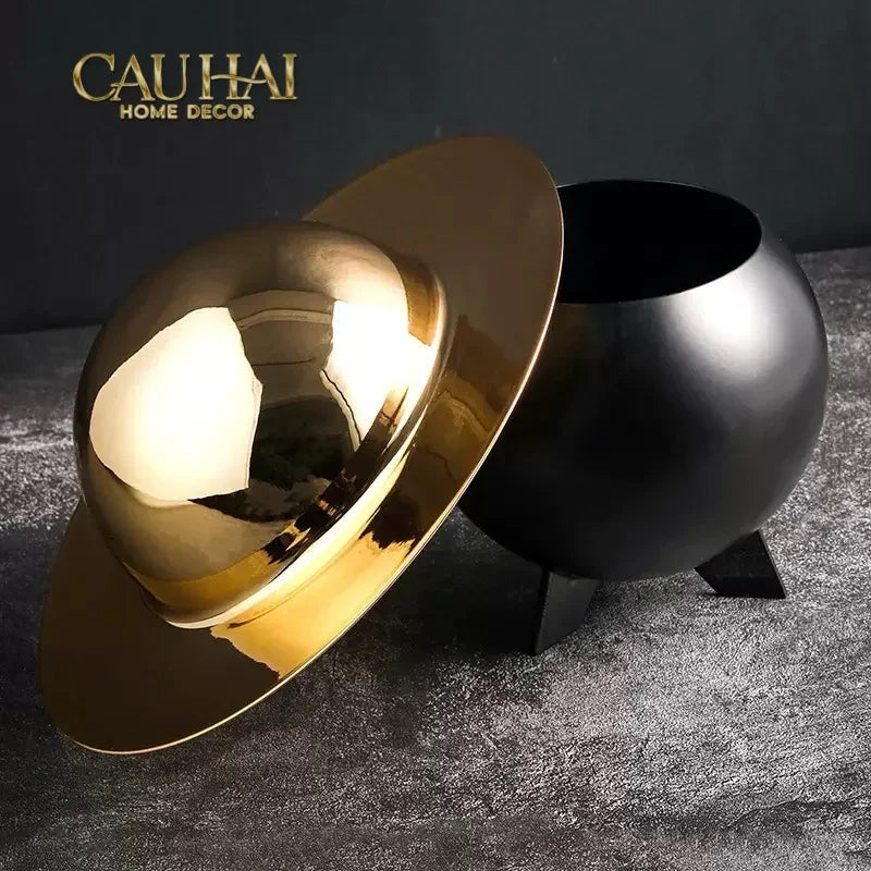 Maison Couture - Lọ Kẹo Golden Planet UFO Pop Art Decoratives Bonbonnière 15x22-CẬU HAI HOME DECOR