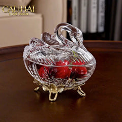 Maison Couture - Lọ Kẹo Thiên Nga Pha Lê Đế Đồng - Swan De L’Athènes Cristalleries Bonbonnière 9x13.7x14-CẬU HAI HOME DECOR