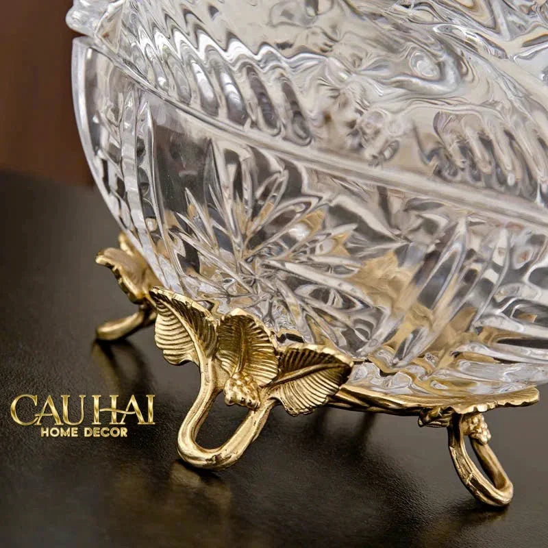 Maison Couture - Lọ Kẹo Thiên Nga Pha Lê Đế Đồng - Swan De L’Athènes Cristalleries Bonbonnière 9x13.7x14-CẬU HAI HOME DECOR
