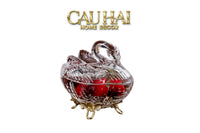 Maison Couture - Lọ Kẹo Thiên Nga Pha Lê Đế Đồng - Swan De L’Athènes Cristalleries Bonbonnière 9x13.7x14-CẬU HAI HOME DECOR