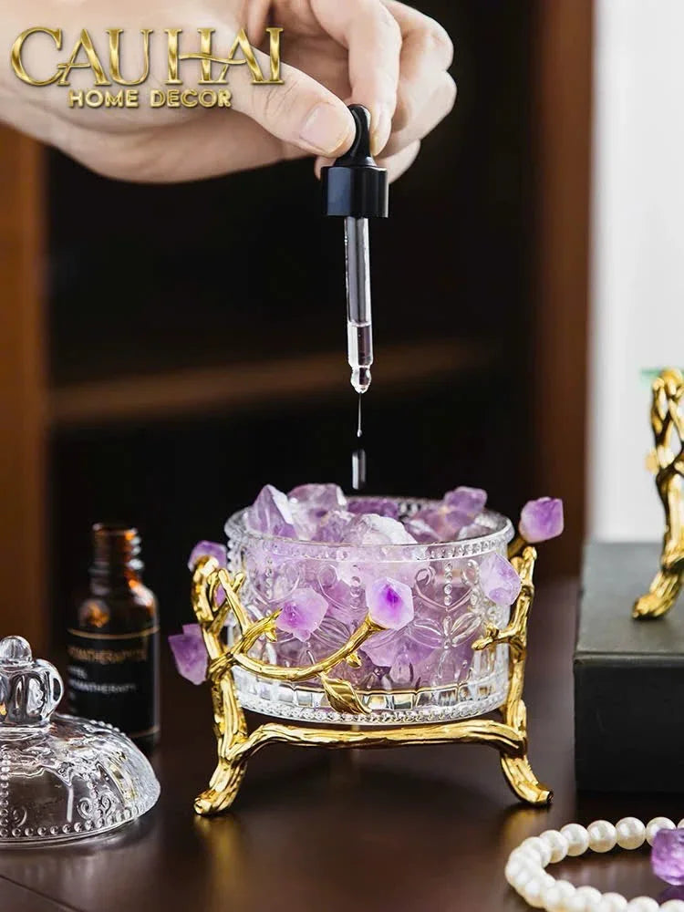 Maison Couture - Lọ Pha Lê Đá Thạch Anh Tím Delight Cristalleries - Amethyst Quartz 15x13.5-CẬU HAI HOME DECOR