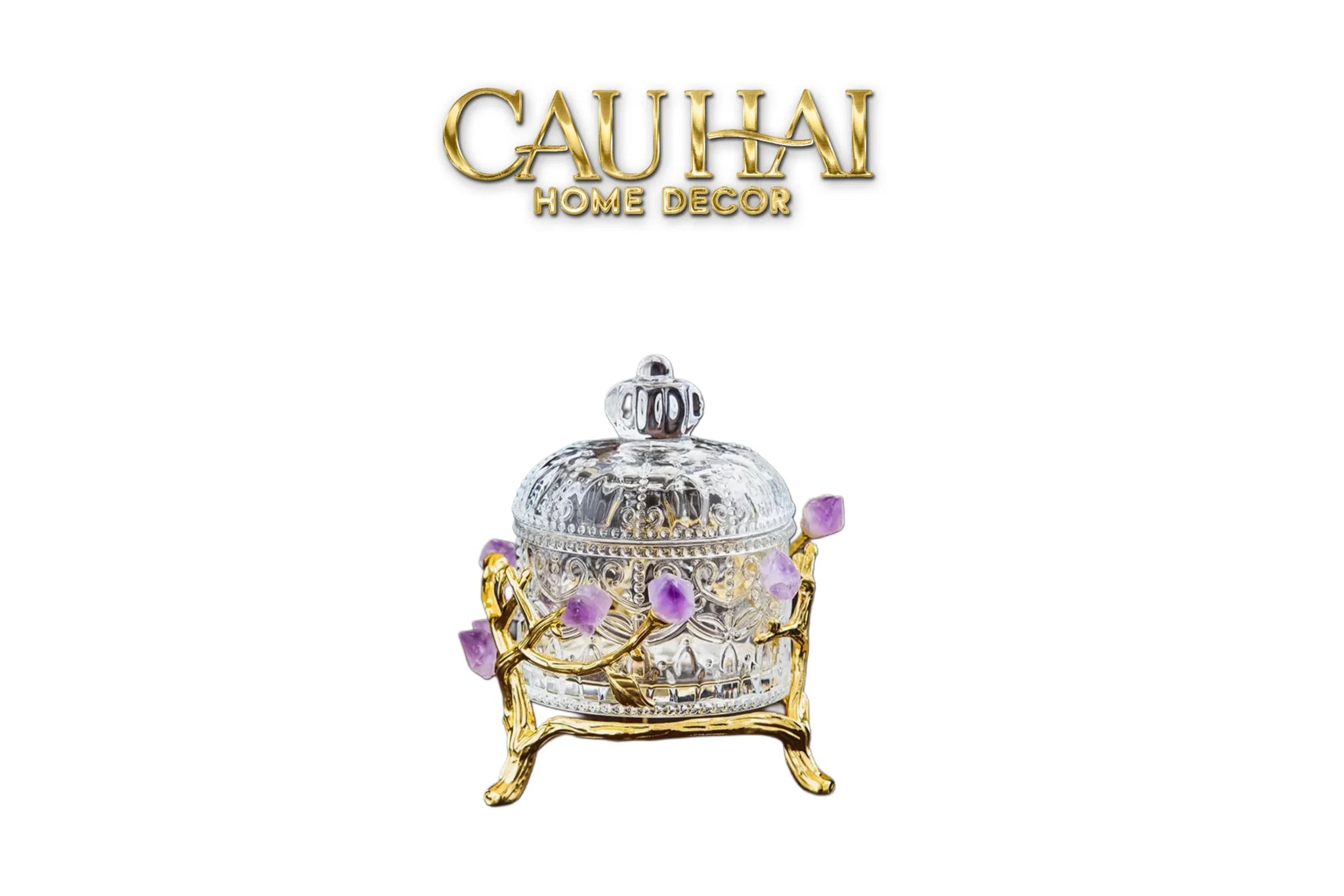 Maison Couture - Lọ Pha Lê Đá Thạch Anh Tím Delight Cristalleries - Amethyst Quartz 15x13.5-CẬU HAI HOME DECOR