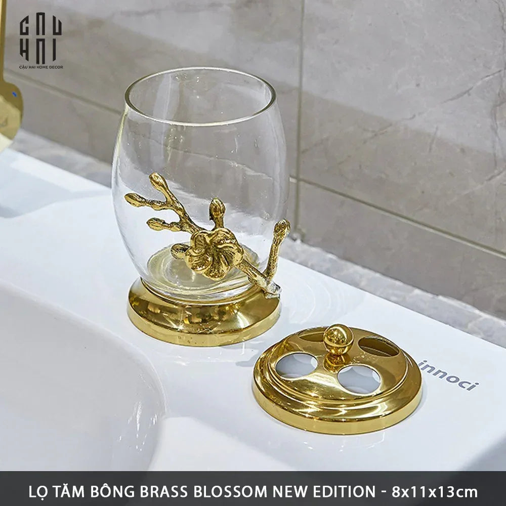 Maison Couture - Lọ Tăm Bông Hoa Mai Bằng Đồng - Brasson Blossom Héritage 8x13-Lọ Tăm bông - Bathroom Vanity-CẬU HAI HOME DECOR