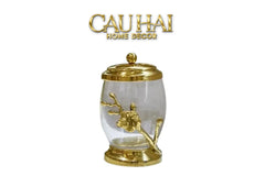 Maison Couture - Lọ Tăm Bông Hoa Mai Bằng Đồng - Brasson Blossom Héritage 8x13-Lọ Tăm bông - Bathroom Vanity-CẬU HAI HOME DECOR