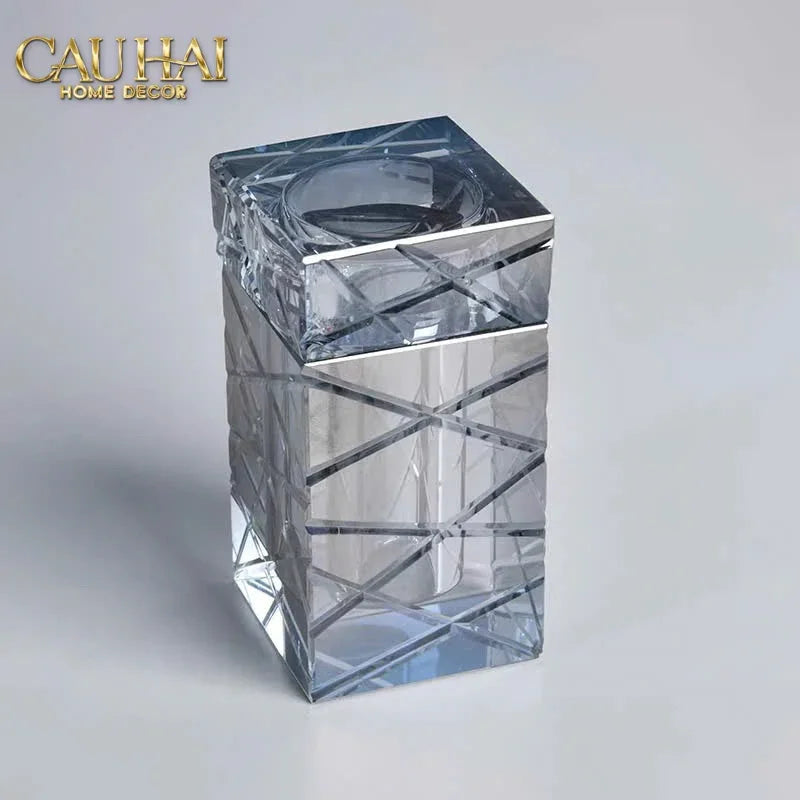 Maison Couture - Lọ Tăm Bông Pha Lê Cannage Diamant Facetté Vanity Cristalleries 5x10-CẬU HAI HOME DECOR