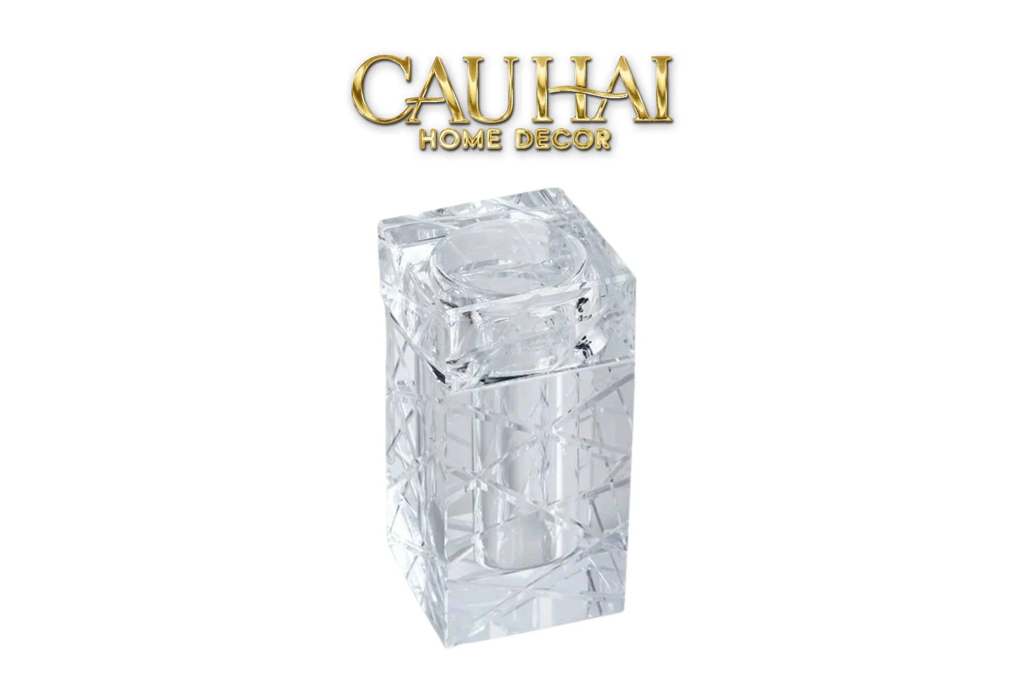 Maison Couture - Lọ Tăm Bông Pha Lê Cannage Diamant Facetté Vanity Cristalleries 5x10-CẬU HAI HOME DECOR