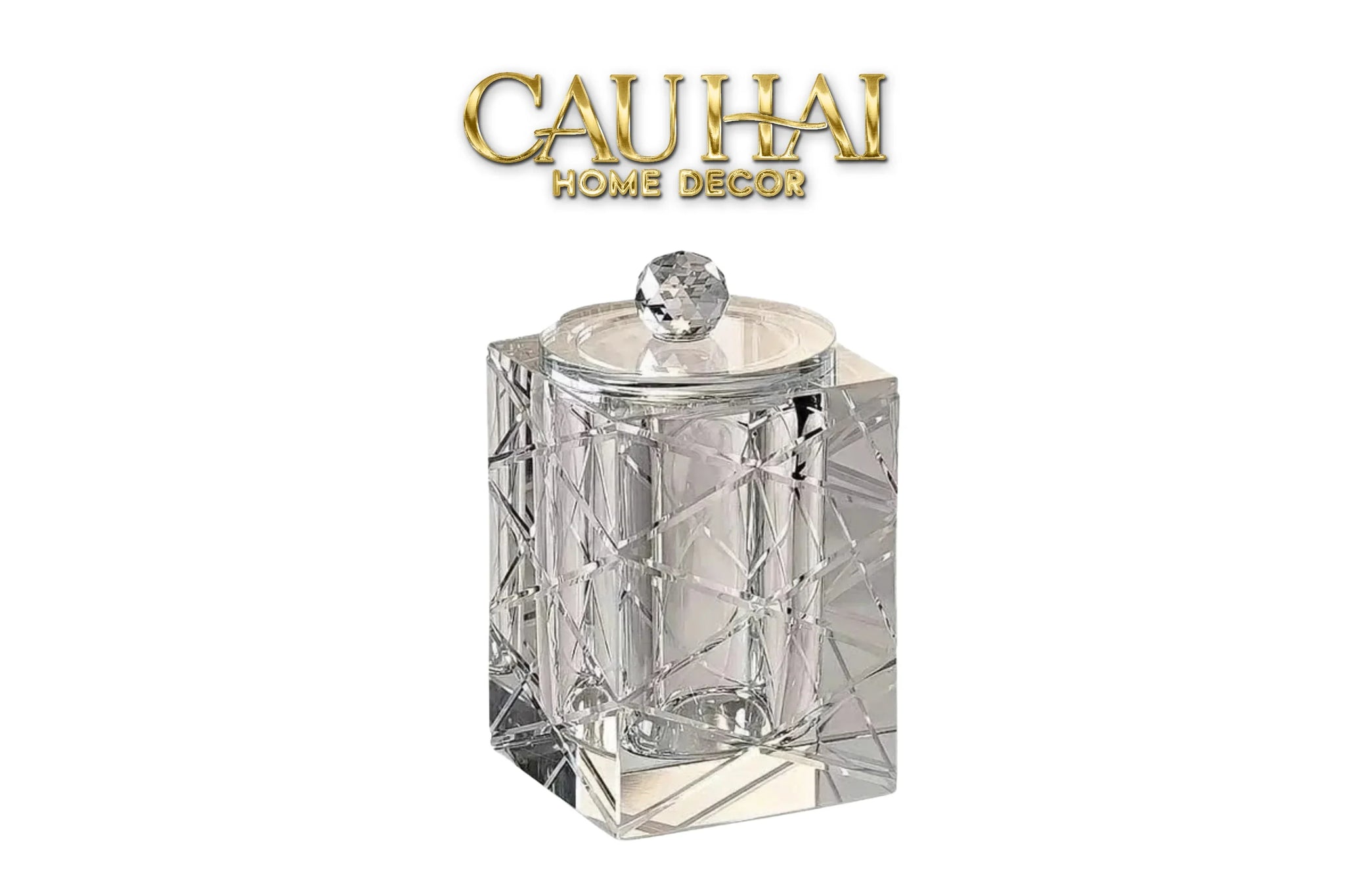Maison Couture - Lọ Tăm Bông Pha Lê Lumière Cannage Facetté Diamant Cristalleries Vanity 7x13-CẬU HAI HOME DECOR