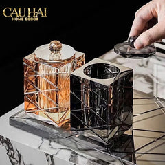 Maison Couture - Lọ Tăm Bông Pha Lê Lumière Cannage Facetté Diamant Cristalleries Vanity 7x13-HŨ TRANG TRÍ-CẬU HAI HOME DECOR