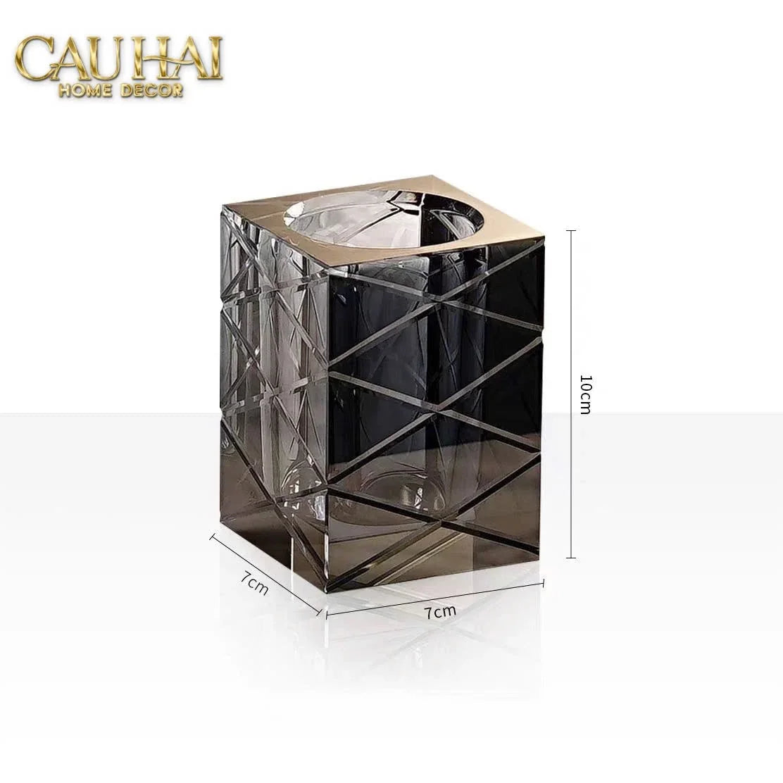 Maison Couture - Lọ Tăm Bông Pha Lê Lumière Cannage Facetté Diamant Cristalleries Vanity 7x13-HŨ TRANG TRÍ-CẬU HAI HOME DECOR