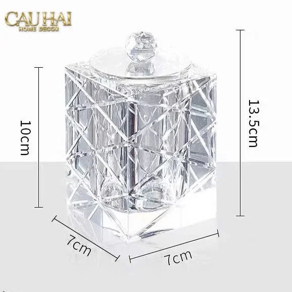 Maison Couture - Lọ Tăm Bông Pha Lê Lumière Cannage Facetté Diamant Cristalleries Vanity 7x13-HŨ TRANG TRÍ-CẬU HAI HOME DECOR