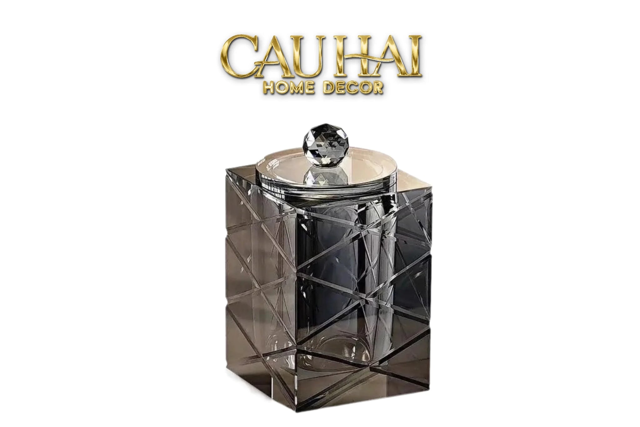Maison Couture - Lọ Tăm Bông Pha Lê Lumière Cannage Facetté Diamant Cristalleries Vanity 7x13-HŨ TRANG TRÍ-CẬU HAI HOME DECOR