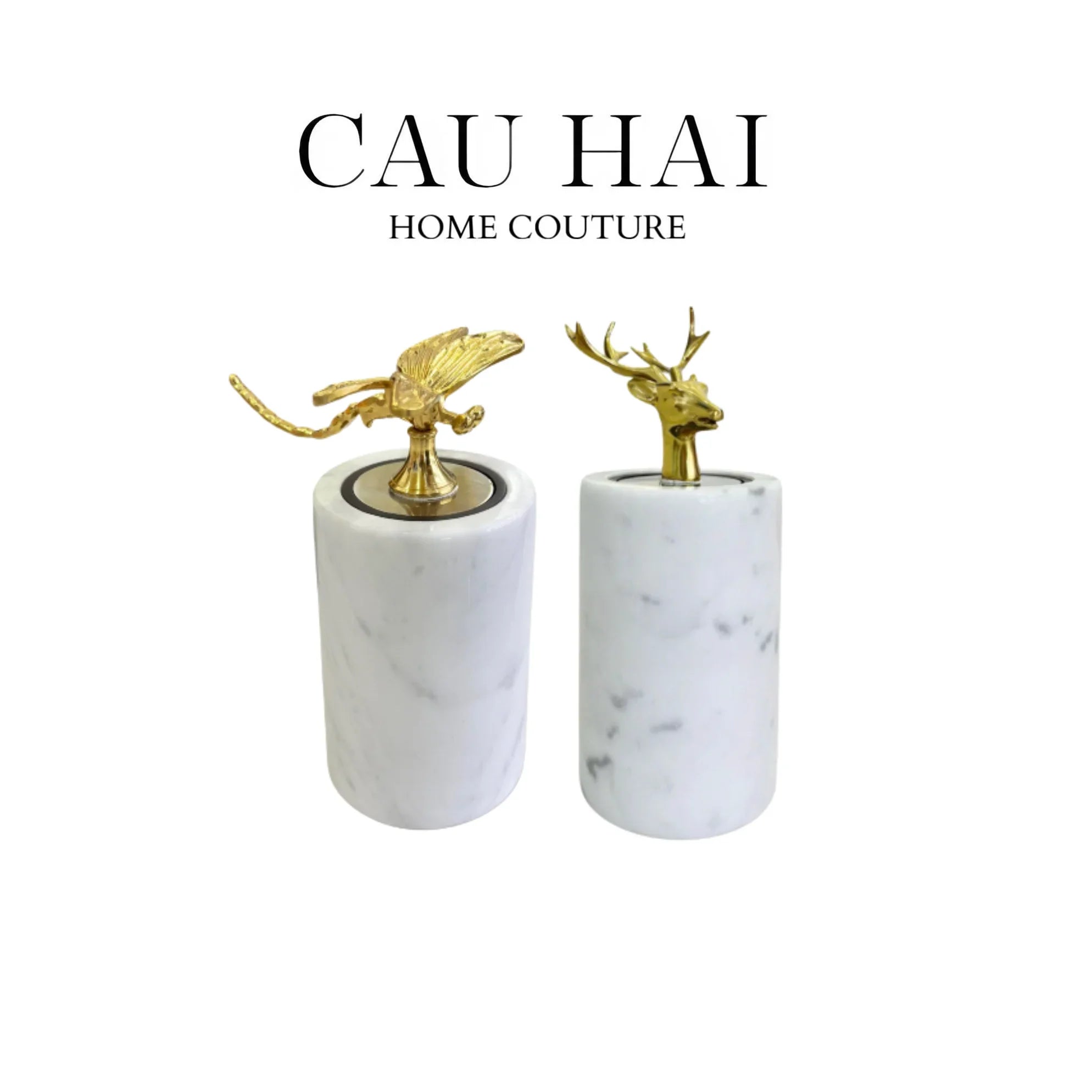 Maison Couture - Lọ Tăm Đá Marble Brasson Sauvage Blanche Marbre D’Ivoire-CẬU HAI HOME DECOR
