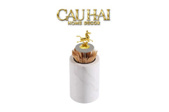 Maison Couture - Lọ Tăm Đá Marble Brasson Sauvage Blanche Marbre D'Ivoire-HŨ TRANG TRÍ-CẬU HAI HOME DECOR