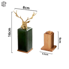 Maison Couture - Lọ Tăm Oakwood Lux Leather - Vert Alley-HŨ TRANG TRÍ-CẬU HAI HOME DECOR