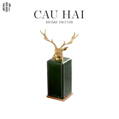 Maison Couture - Lọ Tăm Oakwood Lux Leather - Vert Alley-HŨ TRANG TRÍ-CẬU HAI HOME DECOR