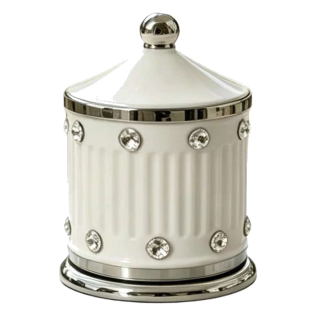 Maison Couture - Lọ Tăm Sứ Đính Đá Bijou Ivoire Argent