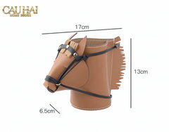 Maison Couture - Lọ Trang Trí Đầu Ngựa Da Thuộc Equestrian Head Leather Saddle Brun Vessel 13x17-CẬU HAI HOME DECOR