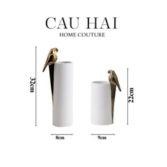 Maison Couture - Set 2 Bình Hoa Gốm Sứ Vẹt Mào Lumière Origami Parrot Vase.-BÌNH HOA-CẬU HAI HOME DECOR