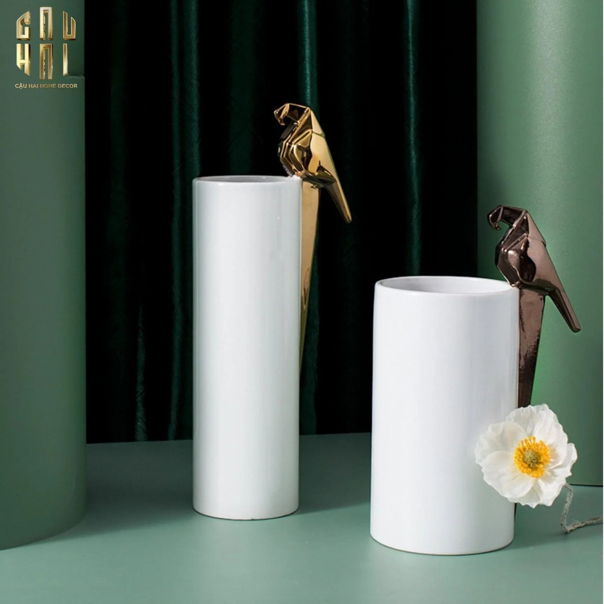 Maison Couture - Set 2 Bình Hoa Gốm Sứ Vẹt Mào Lumière Origami Parrot Vase.-BÌNH HOA-CẬU HAI HOME DECOR