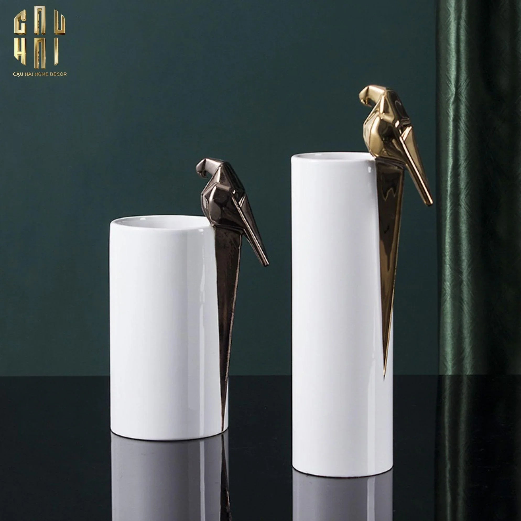 Maison Couture - Set 2 Bình Hoa Gốm Sứ Vẹt Mào Lumière Origami Parrot Vase.-BÌNH HOA-CẬU HAI HOME DECOR