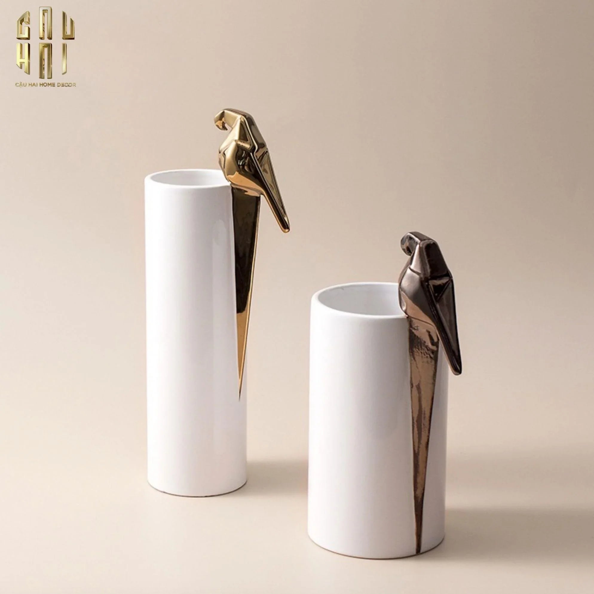 Maison Couture - Set 2 Bình Hoa Gốm Sứ Vẹt Mào Lumière Origami Parrot Vase.-BÌNH HOA-CẬU HAI HOME DECOR