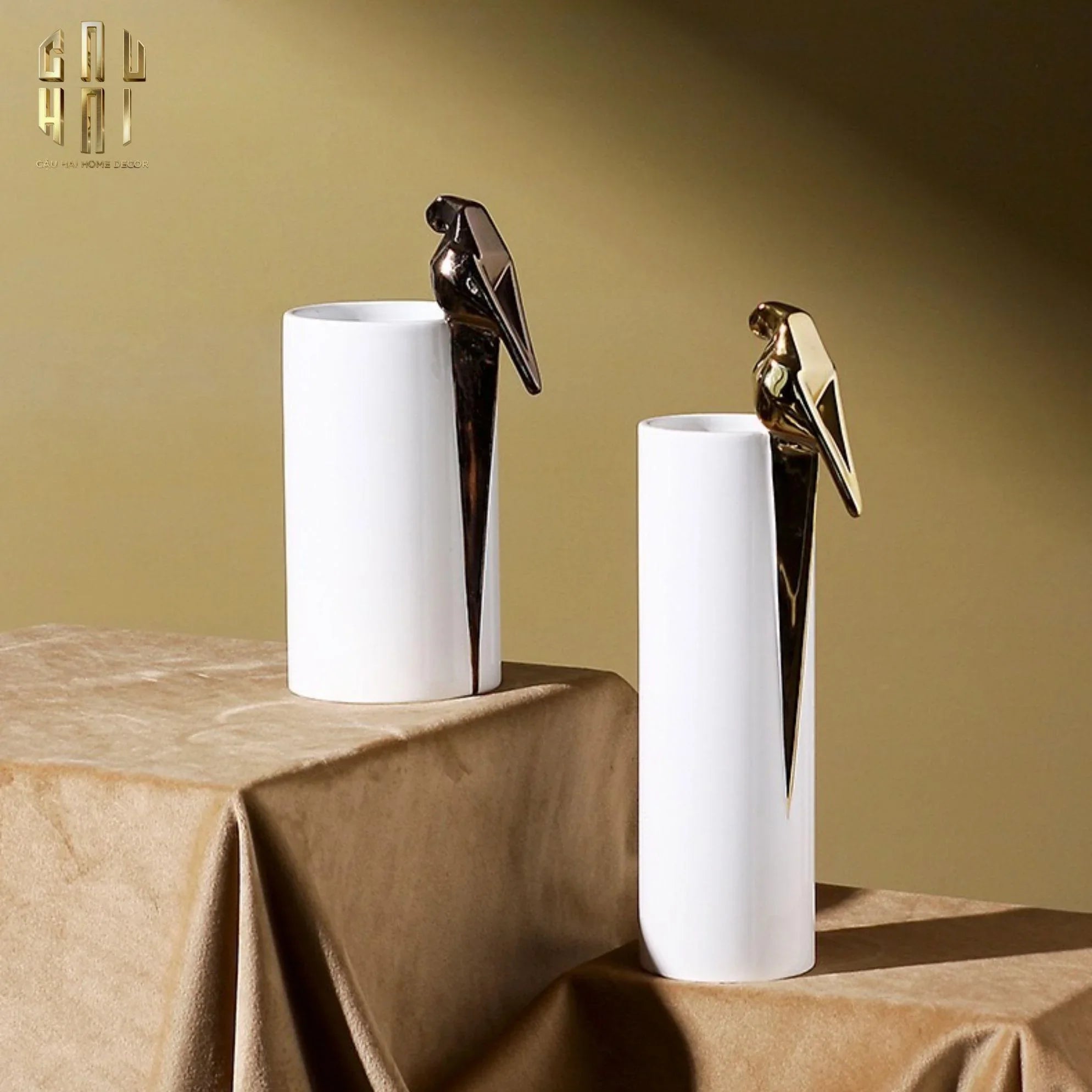 Maison Couture - Set 2 Bình Hoa Gốm Sứ Vẹt Mào Lumière Origami Parrot Vase.-BÌNH HOA-CẬU HAI HOME DECOR