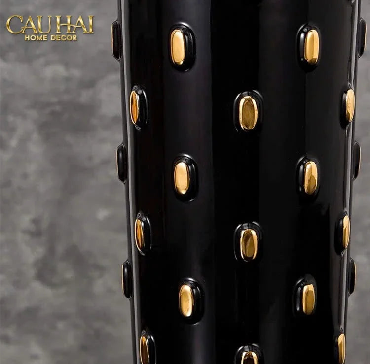 Maison Couture - Set 2 Bình Lọ Impériale Bastion Armory Noir-Gold Vessel-CẬU HAI HOME DECOR