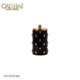 Maison Couture - Set 2 Bình Lọ Impériale Bastion Armory Noir-Gold Vessel-BÌNH HOA-Đối tác tại Trung Quốc theo từng đơn đặt hàng-ARMORY JAR-CẬU HAI HOME DECOR