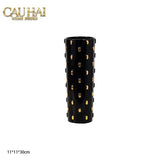 Maison Couture - Set 2 Bình Lọ Impériale Bastion Armory Noir-Gold Vessel-BÌNH HOA-Đối tác tại Trung Quốc theo từng đơn đặt hàng-OBELISK VASE-CẬU HAI HOME DECOR