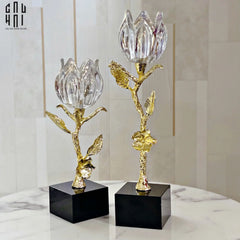 Maison Couture - Set 2 Đế Nến Hoa Hồng Pha Lê Cristalleries Rosé Candle Holders 10x26/30-CẬU HAI HOME DECOR