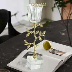 Maison Couture - Set 2 Đế Nến Pha Lê Aurum Branche Spéciale Édition H33/40-Hoa Lụa-CẬU HAI HOME DECOR