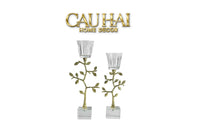Maison Couture - Set 2 Đế Nến Pha Lê Aurum Branche Spéciale Édition H33/40-Hoa Lụa-CẬU HAI HOME DECOR