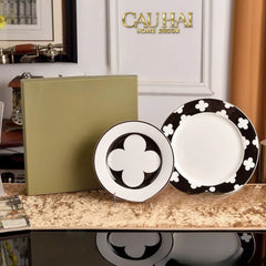 Maison Couture - Set 2 Đĩa Tiệc Trà Château Clover Signature – L’Atelier Rayé Serving Plates 8" 10"-CẬU HAI HOME DECOR