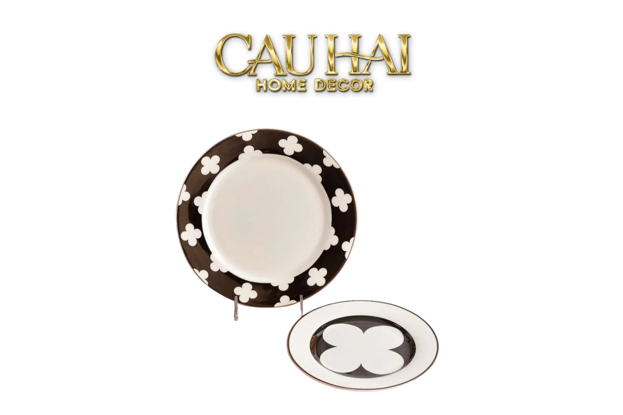 Maison Couture - Set 2 Đĩa Tiệc Trà Château Clover Signature – L’Atelier Rayé Serving Plates 8" 10"-CẬU HAI HOME DECOR