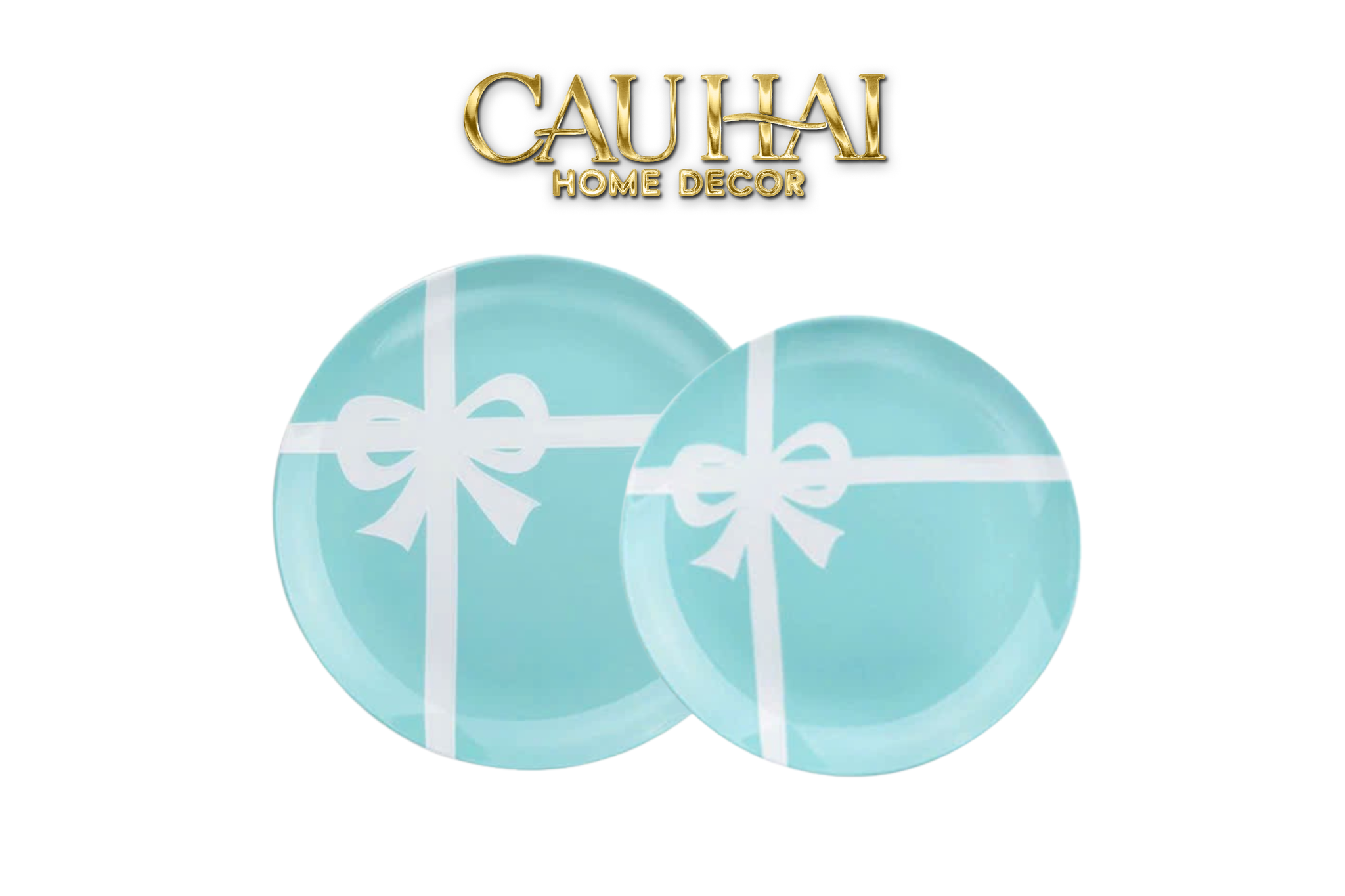 Maison Couture - Set 2 Đĩa Tiệc Trà Élégance Turquoise Ribbon - CẬU HAI HOME DECOR