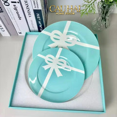 Maison Couture - Set 2 Đĩa Tiệc Trà Élégance Turquoise Ribbon-SET BÌNH TRÀ-CẬU HAI HOME DECOR