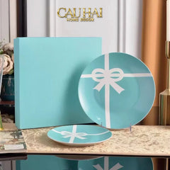 Maison Couture - Set 2 Đĩa Tiệc Trà Élégance Turquoise Ribbon-SET BÌNH TRÀ-CẬU HAI HOME DECOR