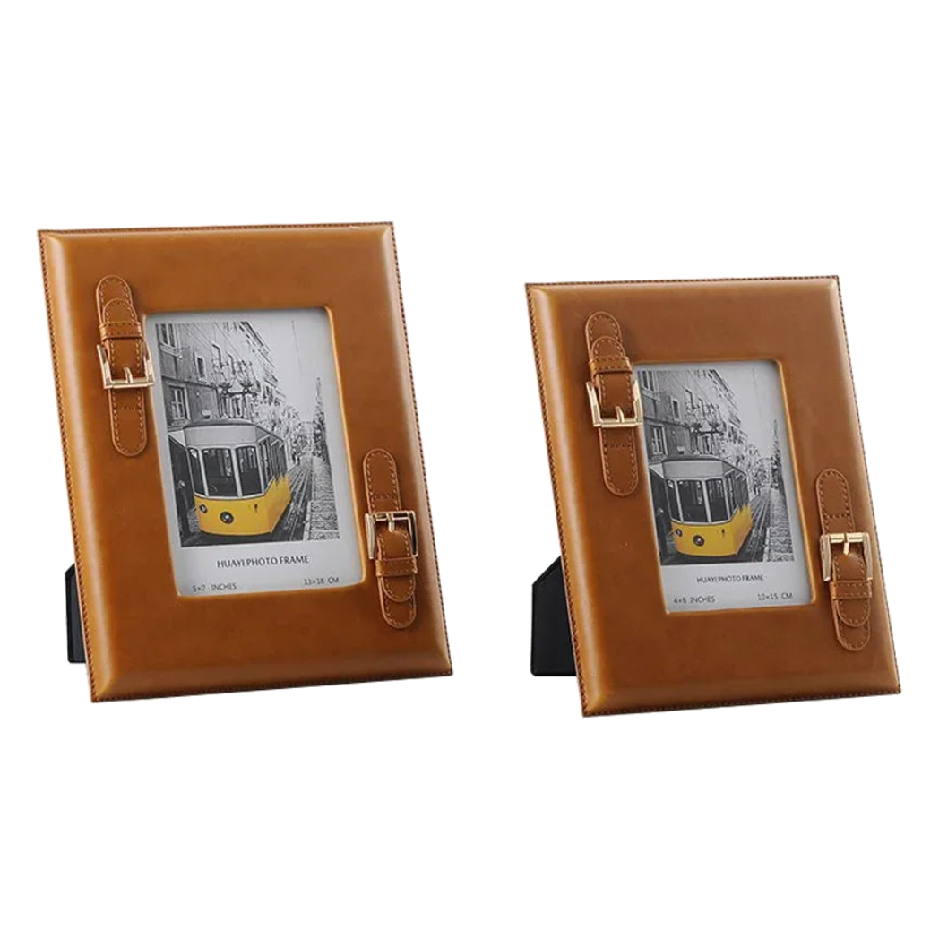 Maison Couture - Set 2 Khung Ảnh Da Bê Signature Burnt-O Lux Leather Belt - CẬU HAI HOME DECOR