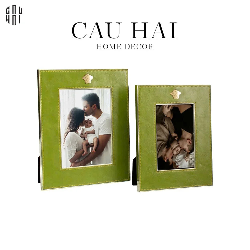 Maison Couture - Set 2 Khung Ảnh Da Cadre Cuir Vert Mousse Élégance-CẬU HAI HOME DECOR