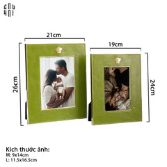 Maison Couture - Set 2 Khung Ảnh Da Cadre Cuir Vert Mousse Élégance-KHUNG ẢNH-CẬU HAI HOME DECOR