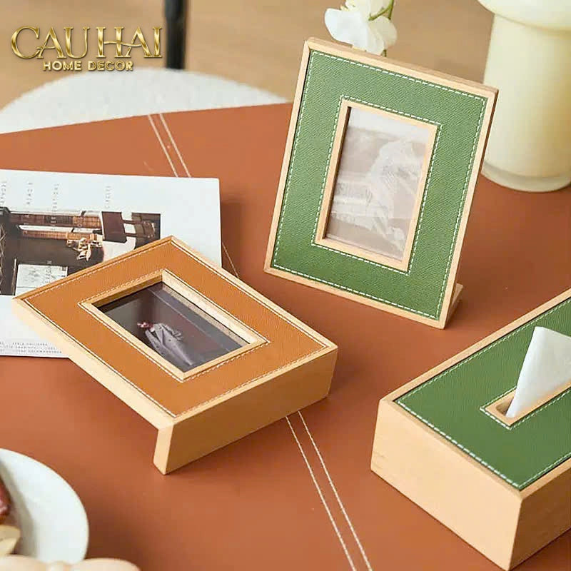 Maison Couture - Set 2 Khung Ảnh Gỗ Cadre Équestre en Cuir Cognac - CẬU HAI HOME DECOR