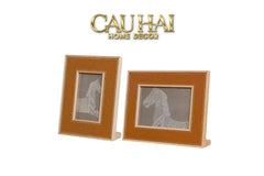 Maison Couture - Set 2 Khung Ảnh Gỗ Cadre Équestre en Cuir Cognac-CẬU HAI HOME DECOR
