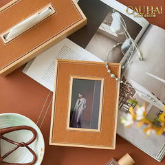 Maison Couture - Set 2 Khung Ảnh Gỗ Cadre Équestre en Cuir Cognac-KHUNG ẢNH-CẬU HAI HOME DECOR