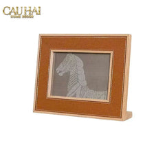 Maison Couture - Set 2 Khung Ảnh Gỗ Cadre Équestre en Cuir Cognac-KHUNG ẢNH-CẬU HAI HOME DECOR
