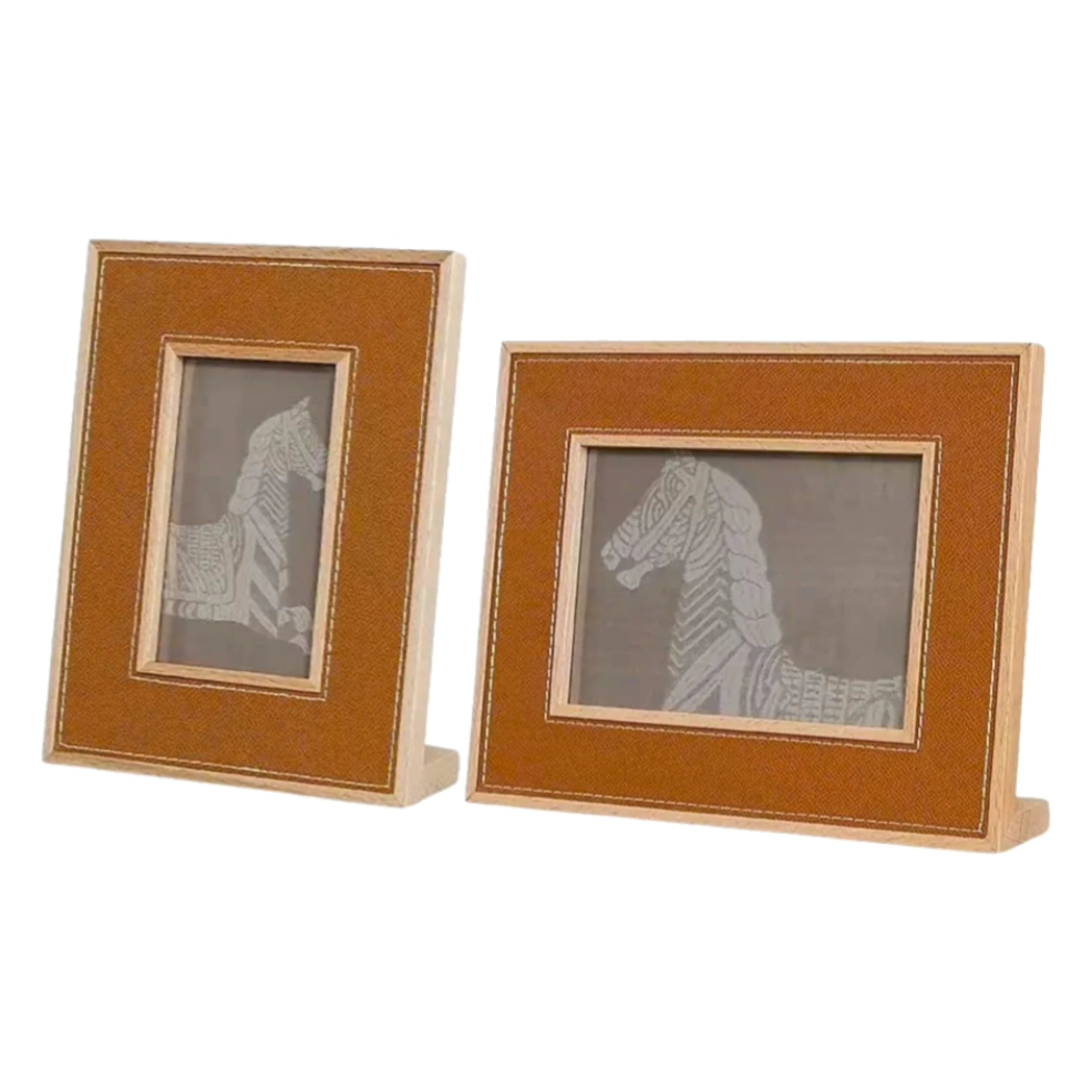 Maison Couture - Set 2 Khung Ảnh Gỗ Cadre Équestre en Cuir Cognac - CẬU HAI HOME DECOR