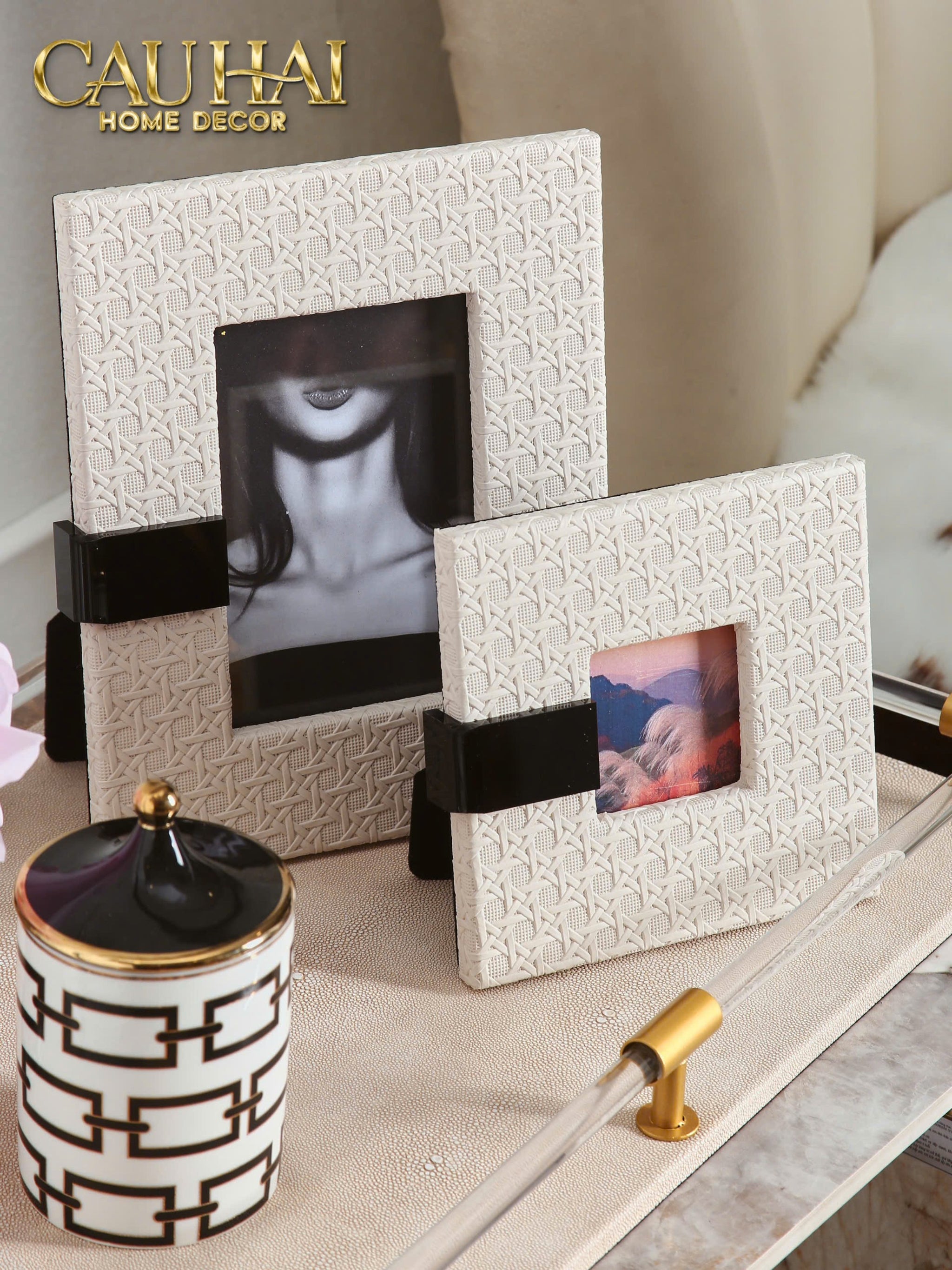 Maison Couture - Set 2 Khung Ảnh White Pearl Cannage - CẬU HAI HOME DECOR