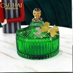 Maison Couture - Set 2 Lọ Kẹo Thuỷ Tinh Papillon Émeraude Royale-Lọ kẹo Canister Bonbonnière-CẬU HAI HOME DECOR