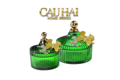 Maison Couture - Set 2 Lọ Kẹo Thuỷ Tinh Papillon Émeraude Royale-Lọ kẹo Canister Bonbonnière-CẬU HAI HOME DECOR